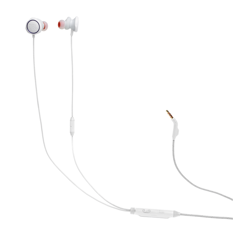 JBL Quantum 50 - White - Wired in-ear gaming headset with volume slider and mic mute - Hero image number null